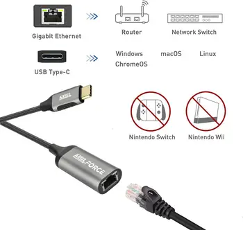 Usb-c til ethernet rj45 konverter LAN-Adapter til MacBook Pro Xiaomi Mi Boks 3/S Samsung S10 S9 netværkskort USB Lan