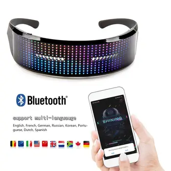 Bluetooth-programmerbar tekst, animation USB-opladning LED-display briller DJ ferie part fødselsdag legetøj til børn nyhed gaver