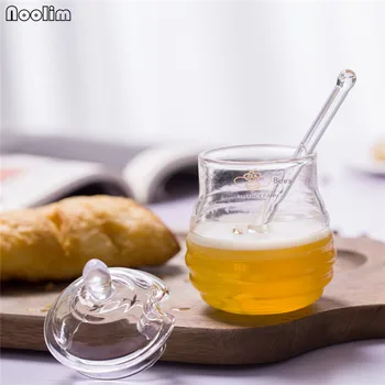 NOOLIM Høj kvalitet Honning Krukke Krystal Glas Krydderier Flaske Glas Omrøring Optagelse 290ML Køkken Opbevaring af Flasker Tilbehør
