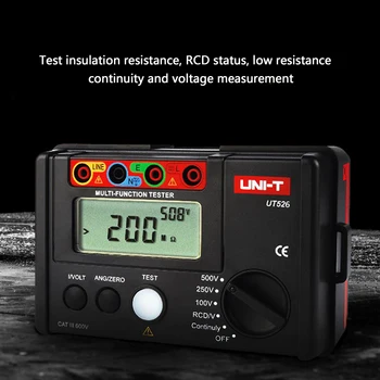 Multifunktionel Digital elmåler Elektrisk Isolering Tester, ENHED UT526 Jorden Modstand Meter + Rcd Tester