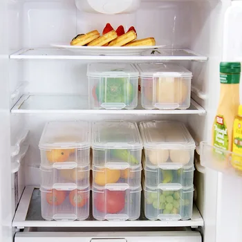 1 stk Plast lagerbeholdere Køleskab Mad Beholdere med Låg til Køkken Kabinet, Fryser WXV Salg