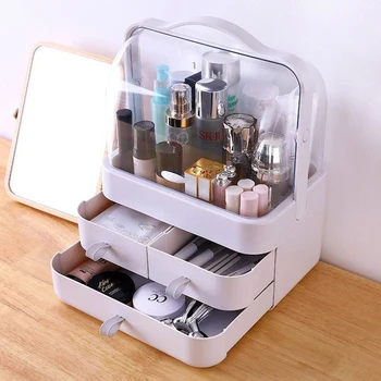 Makeup Cosmetic Organizer Boks For Kosmetiske Stor Kapacitet Kosmetiske Opbevaringsboks Arrangør Desktop Smykker, Neglelak Skuffe