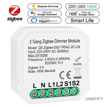Tuya Zigbee 3.0 Lysdæmper Smart Skifte Modul-Controller, 2-Vejs Fjernbetjening Smart Light Switch Relæ Google Assistent Alexa Echo