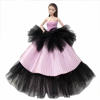Børn Toy Pink Black Fashion Bryllup Kjole til Barbie Dukke Tøj Store Aften Kjoler Party Kjole Outfits 1/6 Dukke Tilbehør