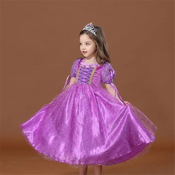 Sammenfiltrede Piger Rapunzel Dress Juleferie Børn Fancy Puff Ærmer Prinsesse Kjole Halloween Kostume Piger Boutique-Udstyr