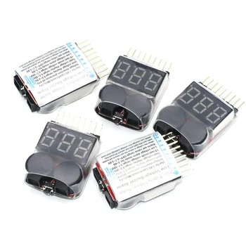 100pcs/masse 1-8, Lipo/Li-ion/Fe-Batteri Spænding 2IN1 Tester Low Voltage Buzzer Alarm 3,7 V-22.2 V