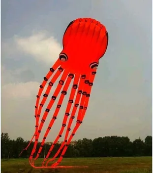 30m strand legetøj til store single-line kites bløde kiting kites 3d-orange store blæksprutte kite camping vindpose cerf volant engros bar