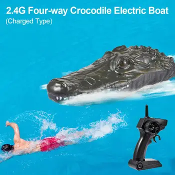 Nye 2,4 G Fjernbetjening Krokodiller Hoved Spoof Legetøj Racing Båd Racing Båd Til Pools Af Høj Simulering Legetøj Sjov Rekvisit Til Indretning