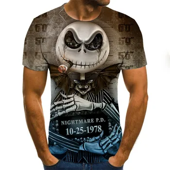 2020 Ny 3D-skull t-shirt Punk t-shirt Mænd er Trykt Casual Tshirt O Neck Hip Hop Korte Ærmer Størrelse XXS-6XL