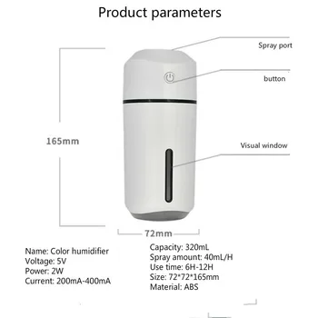 Bil Luftfugter Forstøvning Maskine Øge Parfume Usb Desktop Brug Vand Mini-Bærbare Luft Rense Hydratisering