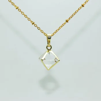 Naturlig Klar quartz krystal Vedhæng tetraeder erklæring hvid krystal vedhæng guld bezel sten vedhæng til halskæde