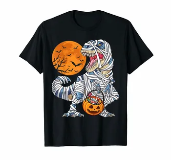 Halloween T-Shirts Til Drenge, Kids T-Rex Dinosaur Mumie, Græskar Farverige T-Shirt