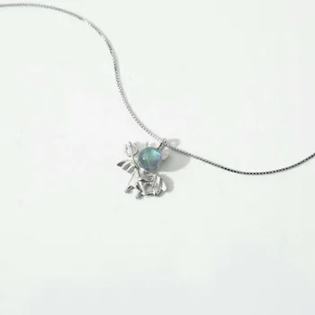 925 Sterling Sølv Halskæde månesten blå vinkel sølv Halskæde Til Kvinder Sommer Mode Smykker