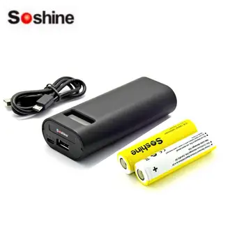 Soshine E4S 18650 x2 LCD-Bærbar strømkilde Bank og Oplader Med Soshine 18650 3,7 V 3400mAh 3C Li-ion Genopladeligt Batteri