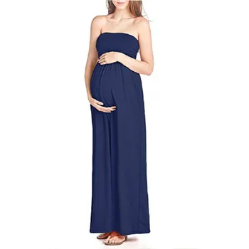 Ærmeløs barsel kjole-Gulvtæppe længde Graviditet, barsel kjole kjole til baby brusebad foto skyde tube kjole plus size kjole