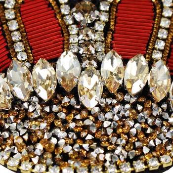 10pieces Indien Silke Crown Badges Broderi Diamant Patches Håndlavet Rhinestones Applique Brocher Indrettet Syning TH1317