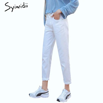 Syiwidii Bomuld hvide jeans kvinde, høj-taljen skinny jeans kvinde plus size mødre jeans sort 2020 spring nye beige blå hot salg