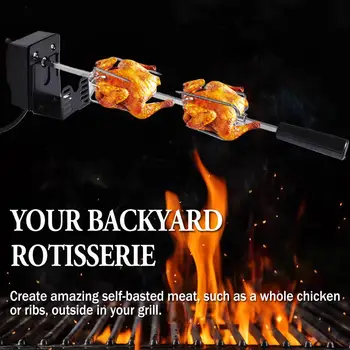 Rotisserie Sæt Med Motor Rustfrit Stål Automatisk BBQ Rotisserie Kit Grillen For at Grille hotdog Kylling Steak Camping GRILL Værktøj