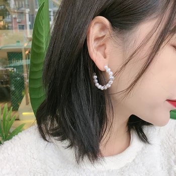 Naturlige Ferskvands Perle Barok Cirkel halskæde 925 Sterling Sølv koreanske mode Smykker til kvinder 2020 trendy