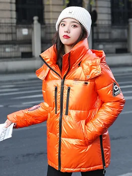 Vinter Tøj Kvinder 2020 Gul Puffer Jakke Mode Ned Bomuld Ladies Frakker og Jakker koreanske Elegante Orange Boble Pels