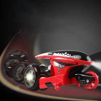 High-Speed Cool Stunt Fjernbetjening Motorcykel 2,4 G Mini Deformation Motorcykel Med Lys Drift Flip Bil Børns Legetøj Gave