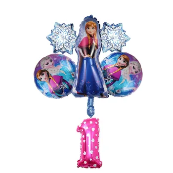 6stk/set Disney tema Tegnefilm Aluminium Folie Antal Balloner Sæt Fødselsdag Dekoration Frosne Prinsesse Elsa Party Dekorationer