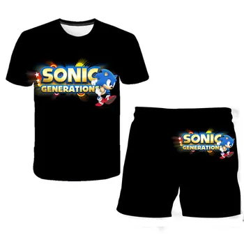 Kids Tøj Tegneserie T-Shirts Pige 2020 Sonic T-shirt børnetøj drenge tshirt+korte bukser 2stk Teen Piger Tee Toppe