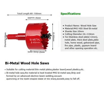 Gratis Forsendelse 48mm Bi-Metal-Træ Hul Save Smule for Træbearbejdning DIY Træ Cutter Boret