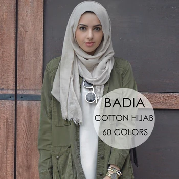 10stk/meget høj kvalitet, kvinder, muslimske flossede tørklæder og sjaler wraps islamiske hovedbeklædning crinkle solid almindelig premium bomuld hijab