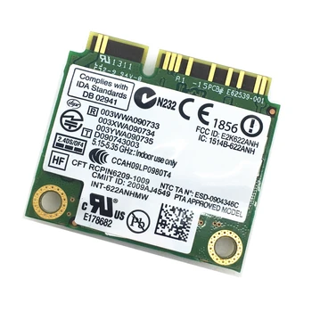 For Advanced-N Intel 6200 622ANHMW Dual-Band (2,4 GHz og 5 GHz), 2 x 2 MINI-PCI-E kort 300Mbps