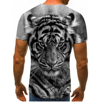 New hip hop hvide tiger 3D digital print t-shirt mænd er nyt kort ærme T-shirt hip hop stil large