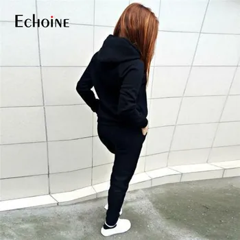 Echoine Kvinder Tilføje hår Activewear 2 delt Sæt Hoodie Toppe, Bukser Træningsdragt Pullover Sweatshirt Jogger Bukser Træningsdragt Udstyr