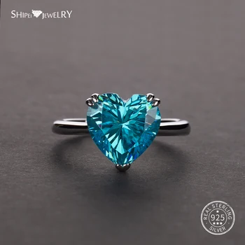Shipei Coctail Hjerte Ringe til Kvinder, 925 Sterling Sølv Ruby Gemstone Kærlighed Hjerte Ring Engagement Bryllup Smykker Gave