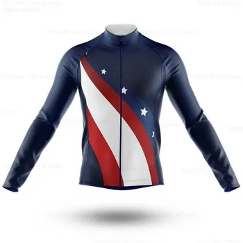2021 Nye Ankomst USA Herre langærmet Trøje Ropa Ciclismo Cykel Tøj Åndbar Cykel-Shirt Maillot MTB Tøj