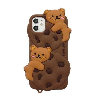 Søde Cookie Phone Case For iPhone 12 pro max antal Soft Back Cover iP-11 X/XS ANTAL XR Tegnefilm Mobile Shell 3D Bære 7/8plus SE2020+rem