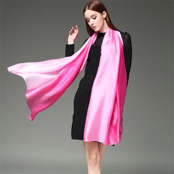 RUNMEIFA 2020 Sommeren Gradient Silke Tørklæde Til Kvinder/Damer Mode Lang Sjaler og Wraps Pashmina Tørklæder foulard soie 190*110CM