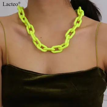 Lacteo 2020 Mode Akryl Eddikesyre Choker Halskæde 6 Farve Harpiks Krave Chunky Tykke Lange Halskæder Smykker til Kvinder