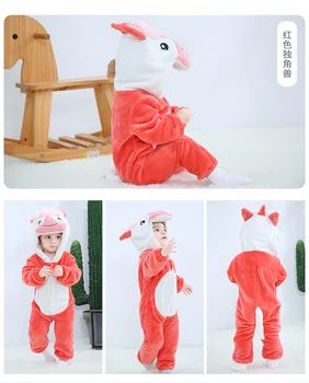 Søde Tegneserie Flannel Baby Rompers Kanin Panda Pyjamas Bomuld Baby Dreng Piger Dyr Kostume Baby Jumpsuit Kigurumi Outfit