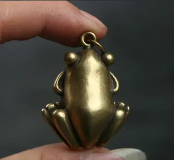 Lille Kuriosum Kinesiske Bronze Elskelige Dyr Frog Penge Mønt Rigdom Vedhæng