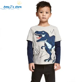 Nye Toppe designet børn, drenge tøj med lange ærmer t-shirt efteråret kids søde tegneserie t-shirt dinosaur dyr, børn t-shirt ZX374