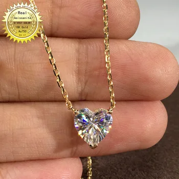 Au750 18K guld Halskæde 1ct moissanite Diamant DVVS farve Med nationale certifikat