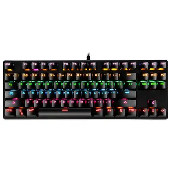 Gaming Mekanisk Tastatur 87 Nøgle Blå knap Ergonomi Farverige Baggrundslys Kompakt Design Kabeltilsluttet Tastatur Til Gamer Bærbare PC