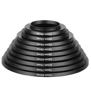 Neewer 9 Stykker Step-up Linse Filter Adapter Ringe Sættet Indeholder: 37-49mm, 49-52 mm, 52-55mm og 55-58 mm, 58-62mm, 62-67 mm, 67-72 mm