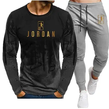 Hot mænds sæt t-shirts + bukser to stykker sæt casual træningsdragt basketball nye mode print passer med sportstøj fitness-shirts