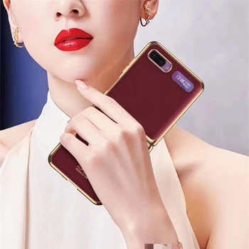 Til Samsung Galaxy Z-Flip Case Plating Luksus læder PU Almindelig hud Telefonens Cover Til Samsung Galaxy Z-Flip 5G F7070 Fundas Coques