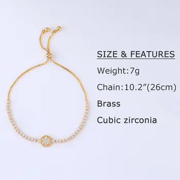 FLOLA Cubic Zirconia Guld Armbånd til Kvinder Justerbar CZ Krystal Armbånd Femme Mode Smykker Bijoux brtk11