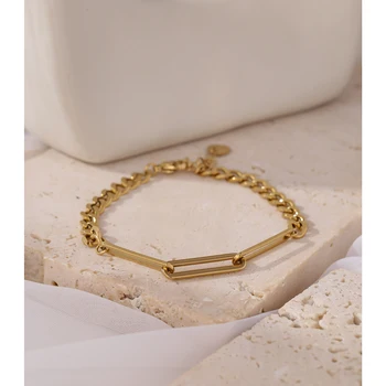 Yhpup Elegant Kæde Gyldne Metal Tekstur Håndled Armbånd til Kvinder i Rustfrit Stål Statement Armbånd Smykker Bijoux Femme 2020