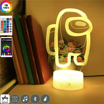 3D Spil Lampe Blandt Os 7/16 RGB-Farver LED Nat Lys Nyhed Belysning Tabel Hjem Atmosfære Sengelamper Festival Xmas Gaver