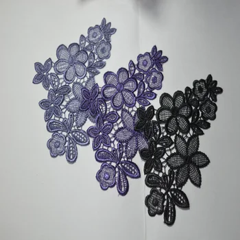 5pcs/masse sort,lilla,mørk lilla vand-opløselige blomstret tøj stikning patch applikeret dekorative tøj