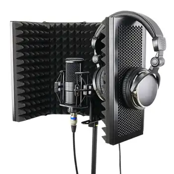 Foldbar Mikrofon Akustisk Isolering Skjold Legering Akustiske Skum Panel Justerbar Studio Recording Mikrofon Tilbehør